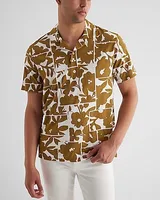 Relaxed Abstract Floral Cotton-Blend Polo Neutral Men's Tall