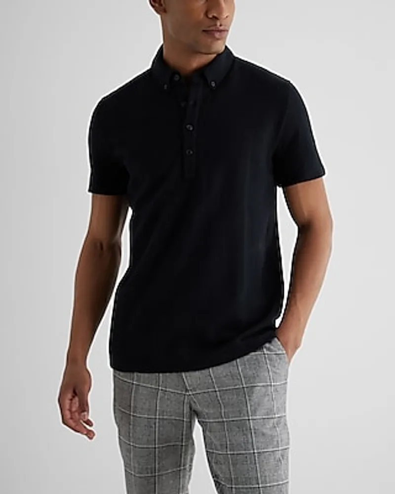 Striped Jacquard Cotton-Blend Polo Black Men's S