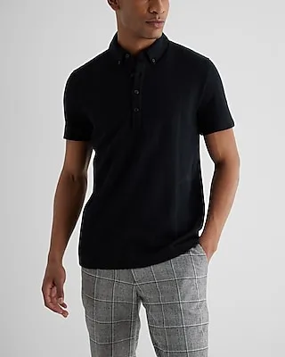 Striped Jacquard Cotton-Blend Polo Black Men's S