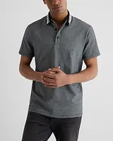 Geo Print Cotton Jacquard Polo Black Men's XL