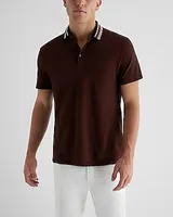 Geo Print Cotton Jacquard Polo Brown Men's S