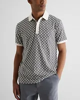 Geo Print Cotton-Blend Polo Gray Men's S