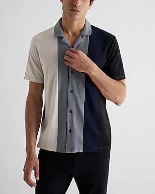 Striped Cotton-Blend Button Down Polo Men