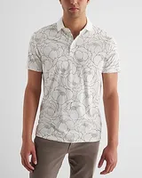 Line Floral Cotton-Blend Polo Neutral Men's L