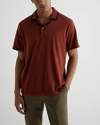 Relaxed Tipped Collar Perfect Pima Polo Brown Men's M Tall