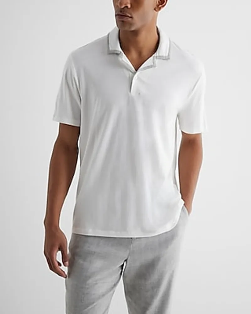 Relaxed Tipped Collar Perfect Pima Polo White Men's XS