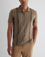 Multi Stripe Luxe Pique Zip Polo