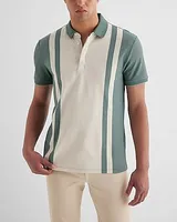 Multi Stripe Luxe Pique Polo Green Men's L