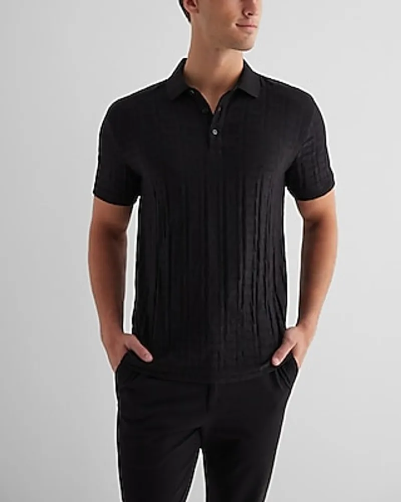 Textured Geo Cotton-Blend Jacquard Polo Men's Tall