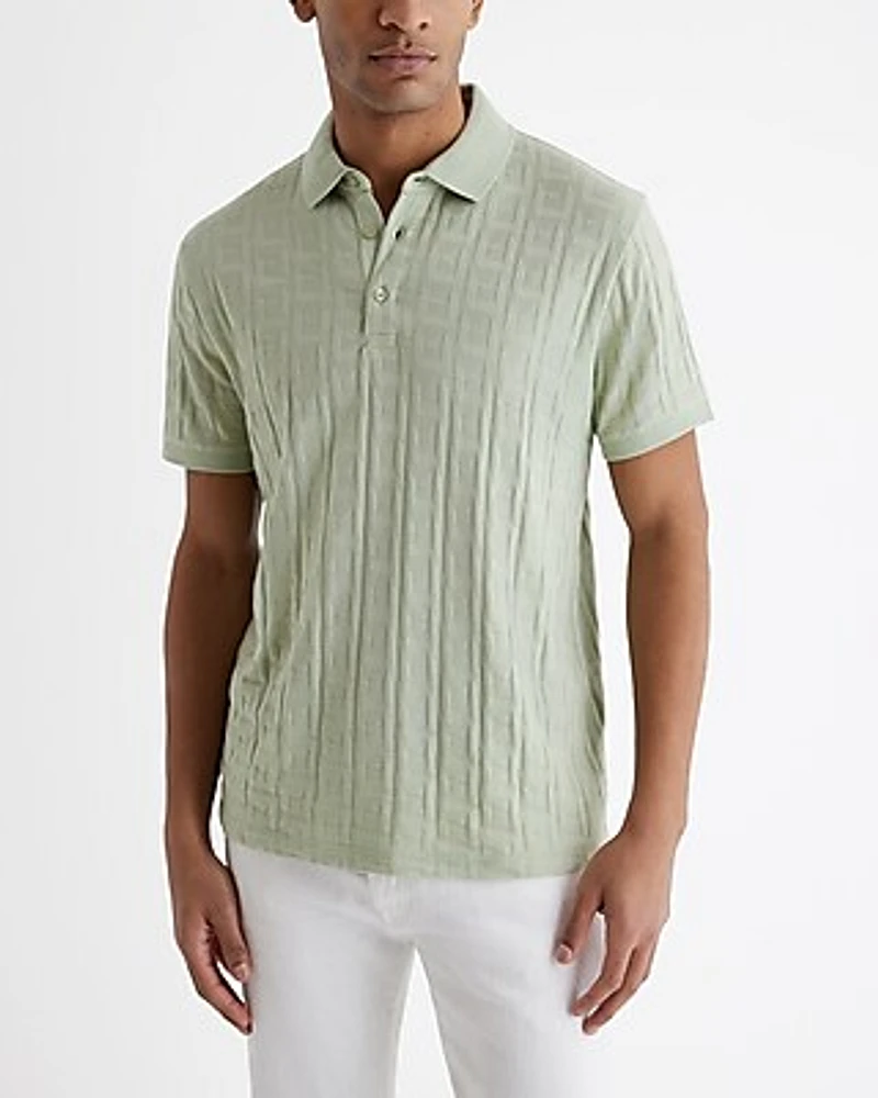 Textured Geo Cotton-Blend Jacquard Polo Default Men's S