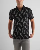 Stem Floral Perfect Pima Cotton Polo Black Men's XL