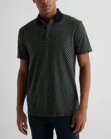 Multi Shape Geo Print Luxe Pique Polo Green Men's M