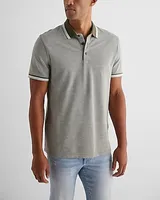 Stripe Tipped Luxe Pique Polo Green Men's XS