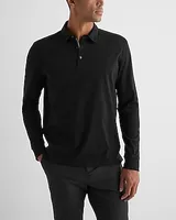 Cotton Long Sleeve Polo Black Men's S