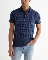 Geo Print Luxe Pique Polo Blue Men's L