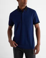 Button-Down Collar Luxe Pique Polo Blue Men's M