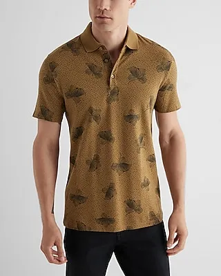 Dot Floral Luxe Pique Polo Brown Men's XL