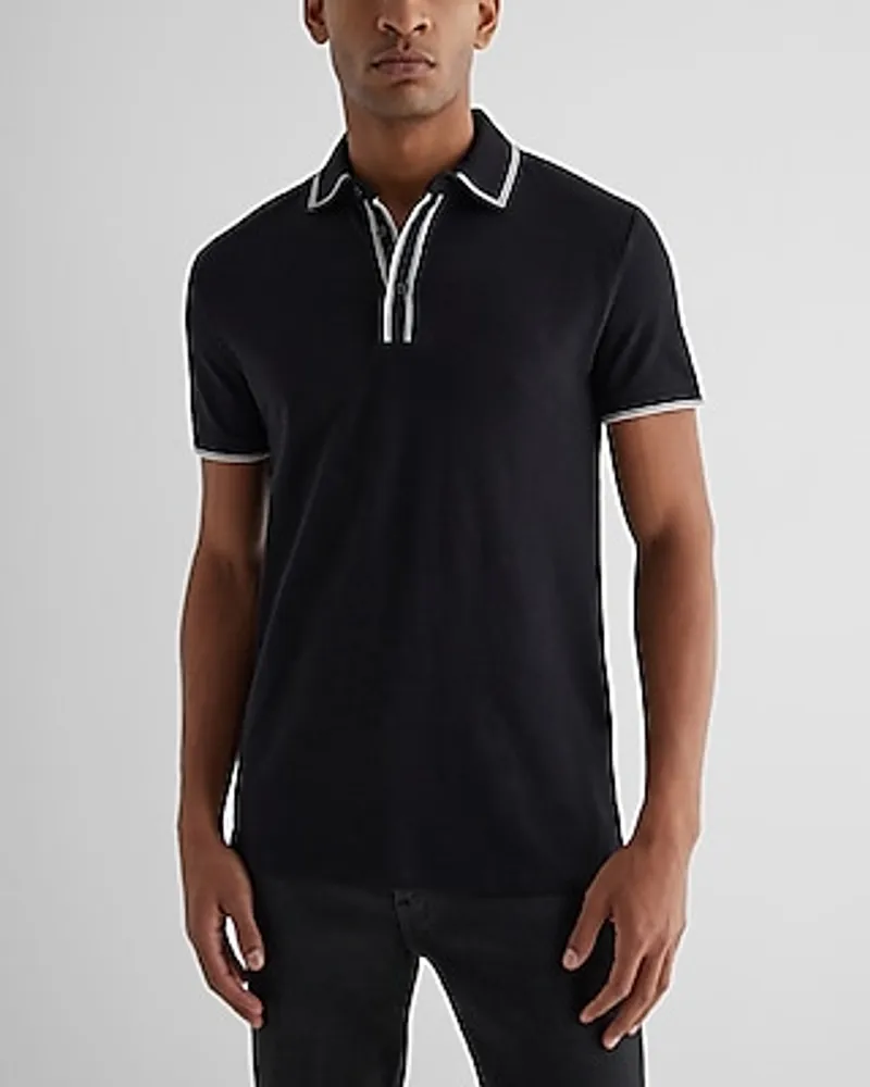 Tipped Luxe Pique Polo Black Men's M