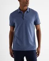 Mini Geo Tipped Cotton-Blend Jacquard Polo Blue Men's M Tall