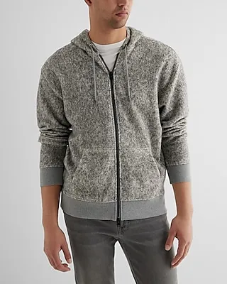 Heathered Fleece Two-Way Zip Hoodie Gray Men's XS