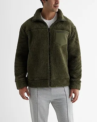 Sherpa Mock Neck Zip Sweatshirt Green Men's Tall