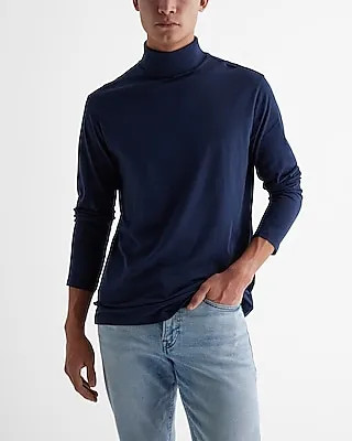 Perfect Pima Cotton Turtleneck T-Shirt Blue Men's M