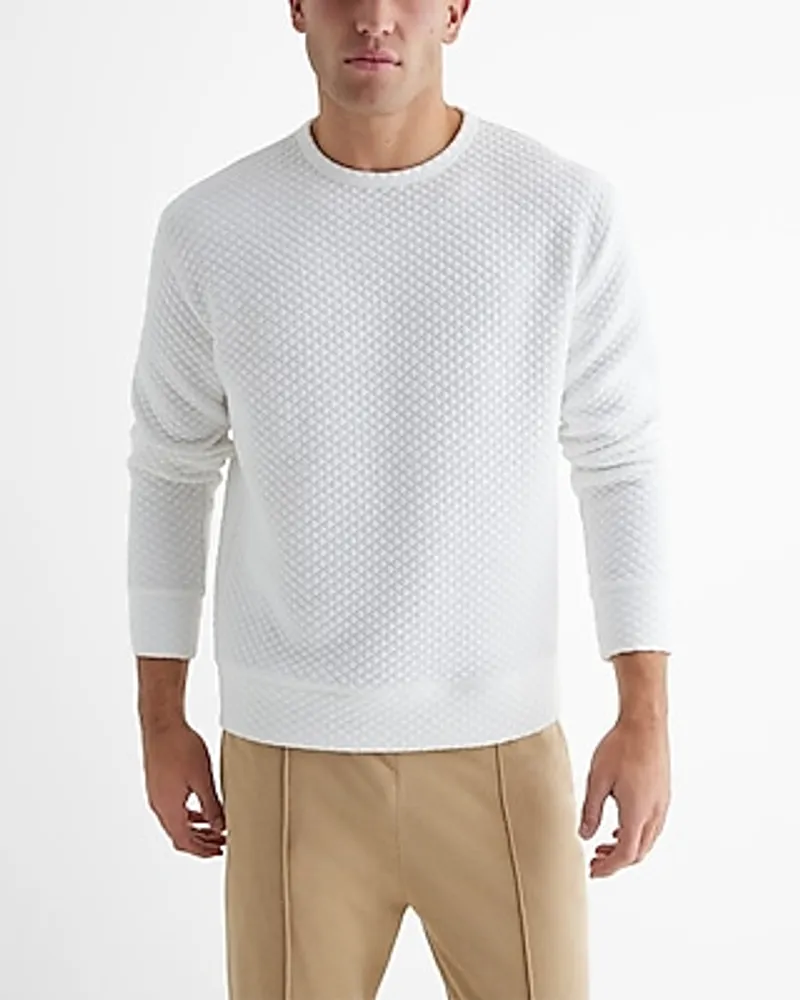 Quilted Crew Neck Sweatshirt White Men's XS