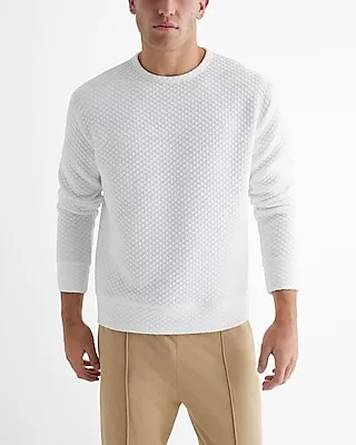 Quilted Crew Neck Sweatshirt White Men's XS