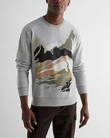 Relaxed Mountain Graphic Crew Neck Sweatshirt Gray Men's M