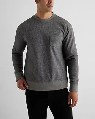 Relaxed Herringbone Long Sleeve Pocket T-Shirt Black Men's XL
