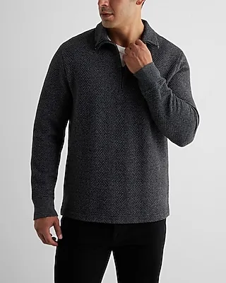 Herringbone Quilted Quarter Zip Sweatshirt Men's XS