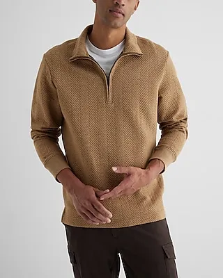 Herringbone Quilted Quarter Zip Sweatshirt