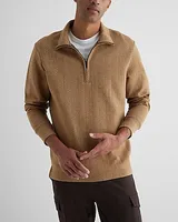 Herringbone Quilted Quarter Zip Sweatshirt Brown Men's S