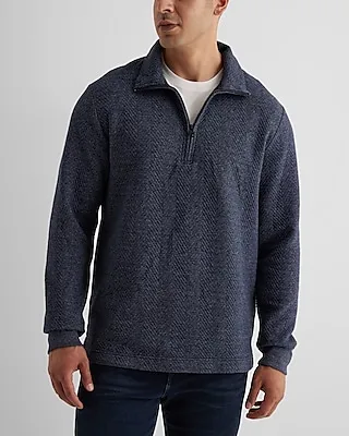 Herringbone Quilted Quarter Zip Sweatshirt Men's