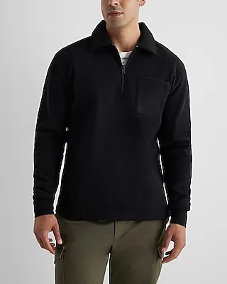 Relaxed Quarter Zip Sweatshirt Black Men's XL