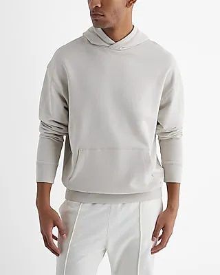 Cotton Terry Fleece Hoodie White Men's Tall