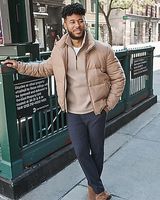 Fleece Quarter Zip Sweatshirt Brown Men