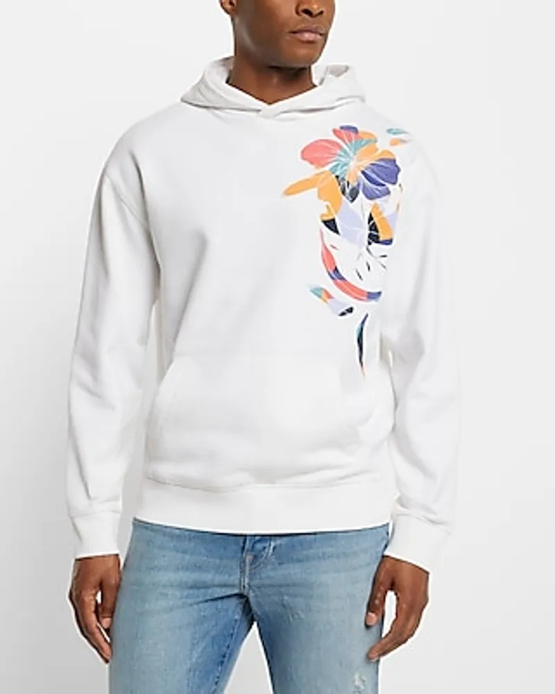 Floral Graphic Hoodie White Men's L