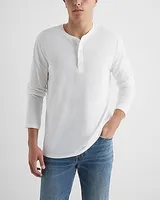 Big & Tall Perfect Pima Cotton Long Sleeve Henley White Men's XXL