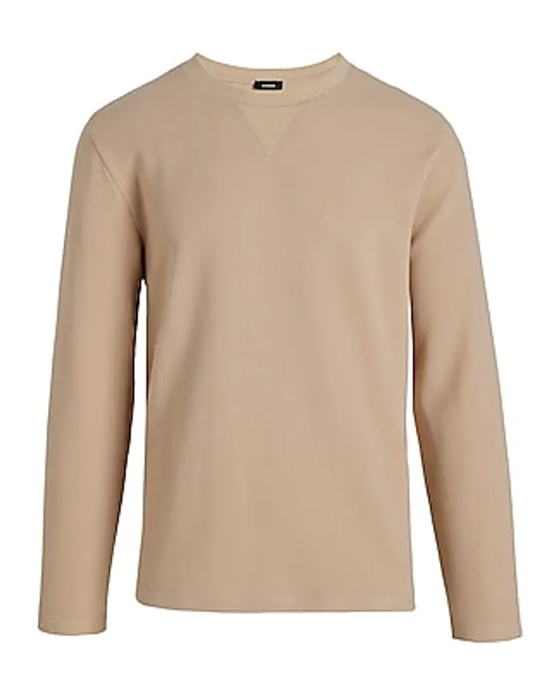 Waffle Knit Long Sleeve Crew Neck T-Shirt Neutral Men's