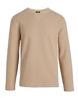 Waffle Knit Long Sleeve Crew Neck T-Shirt Neutral Men's