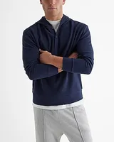 Waffle Knit Henley Hoodie Blue Men's XS