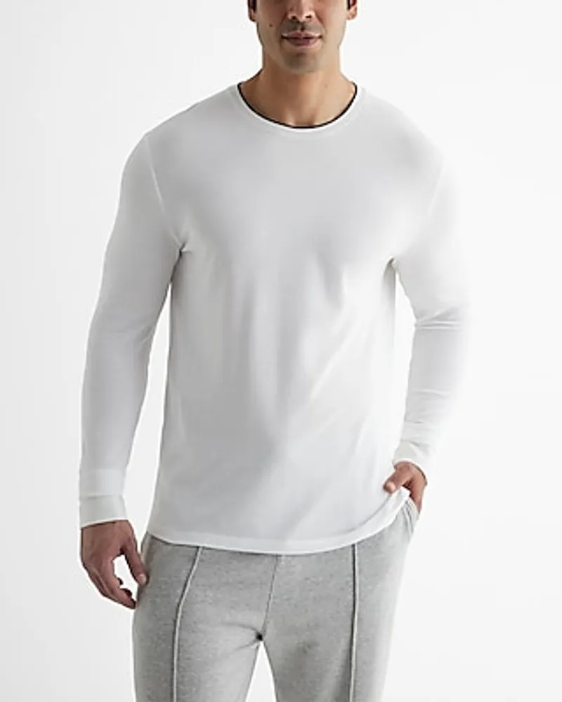 Tipped Luxe Pique Long Sleeve T-Shirt White Men's