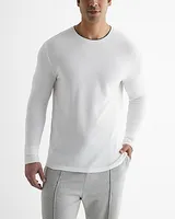 Tipped Luxe Pique Long Sleeve T-Shirt White Men's