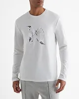 Geo X Logo Graphic Perfect Pima Cotton Long Sleeve T-Shirt White Men's L