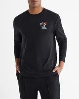 Tropical X Logo Graphic Perfect Pima Cotton Long Sleeve T-Shirt Black Men's XS