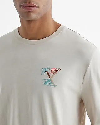 Big & Tall Tropical X Logo Graphic Perfect Pima Cotton Long Sleeve T-Shirt Neutral Men's XXL