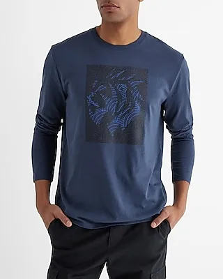 Abstract Lion Graphic Perfect Pima Cotton Long Sleeve T-Shirt Men's
