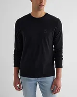 X Logo Graphic Perfect Pima Cotton Long Sleeve T-Shirt Black Men