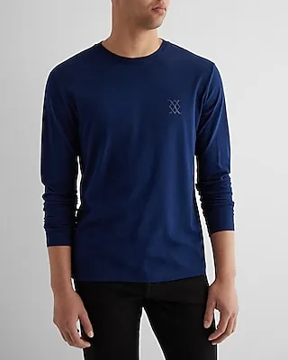 Big & Tall X Logo Graphic Perfect Pima Cotton Long Sleeve T-Shirt Blue Men's XXL